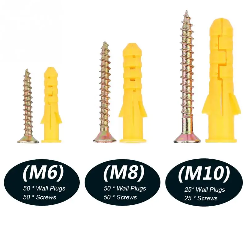 Plastic Expansion Wall Plug Screw Fixings + Self tapping Screws Self