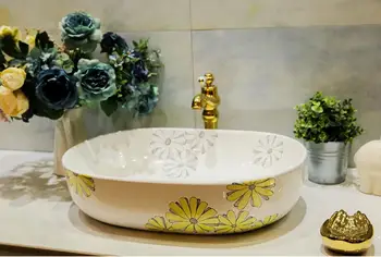 

Bathroom ceramic countertop Vessel sink Rectangular Cloakroom washbasin Hand-made art basin LGQ042