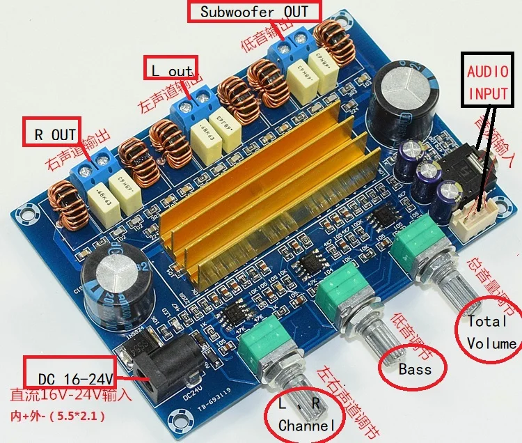 HIFIDIY LIVE A2.1 TPA3116 2,1 Hi-Fi усилитель доска Автомобильный цифровой аудио усилитель 50 Вт * 2 + 100 Вт TPA3116 дома для Динамик