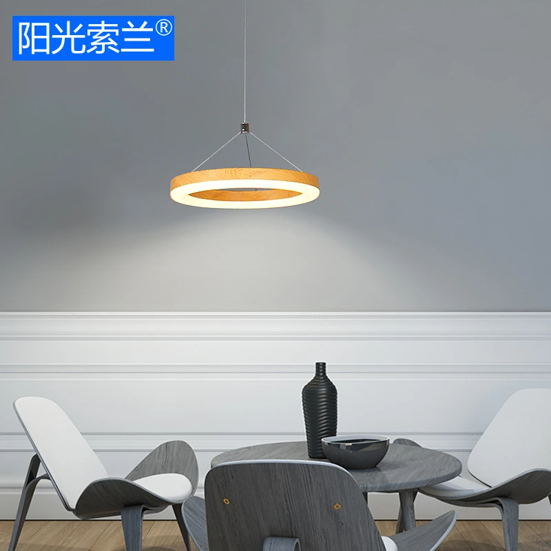 

Modern LED 12W Wooden paint Ring chandelier for diningroom bedroom bar table studyroom office AC90V-260V ceiling chandelier