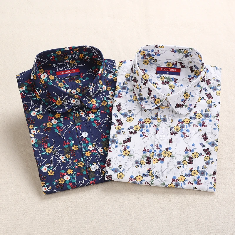 2018 Summer Women Shirts Floral Cotton Linen Blouse Long Sleeve Shirt Women's Blouses White Navy Blusas Plus Size Dioufond 2018 Summer Women Shirts Floral Cotton Linen Blouse Long Sleeve Shirt Women's Blouses White Navy Blusas Plus Size Dioufond
