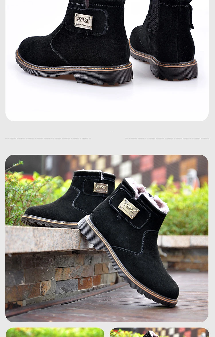 Brand Men's Boots Quality Male Shoes Suede Leather Drive Shoe Warm Fur Winter Casual Snow Bot Man Mens Ankle Boots (21)