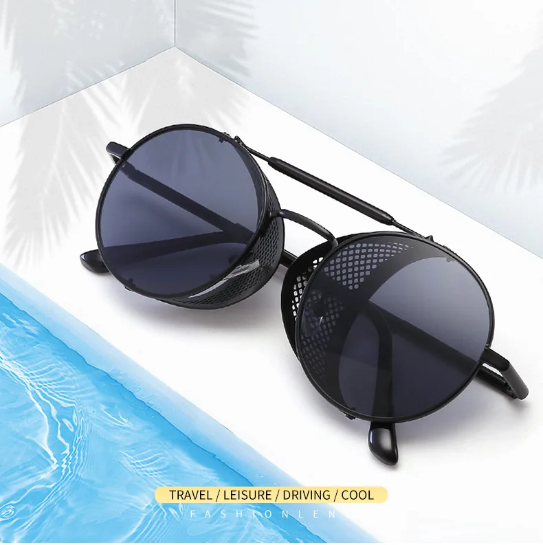 Ретро круглые металлические солнцезащитные очки в стиле стимпанк для мужчин и женщин, брендовые дизайнерские очки Oculos De Sol, очки с УФ-защитой