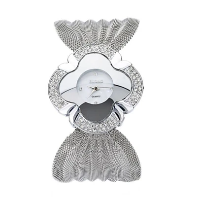 Серебристый Модные женские туфли браслет часы корейский стиль Lady Diamond Повседневное аналоговые кварцевые часы Роскошные женские наручные часы relogio femino - Цвет: Серебристый