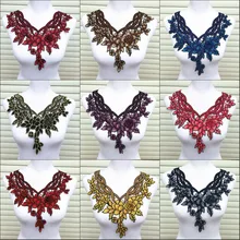 1pc Colorful Flower Lace Fabric Dress Applique Motif Blouse Sewing Trims, DIY Neckline Collar Costume Decoration blouse 0855500 21