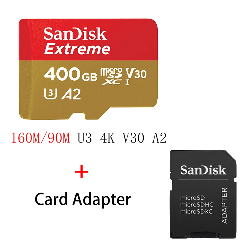 Карта памяти SanDisk Extreme 32 64 128 ГБ U3 V30 Micro SD 128 ГБ 32 ГБ 64 Гб 256 Гб 400 Гб Micro SD карта SD/TF флэш MicroSD для телефона - Емкость: SQXA1-400G