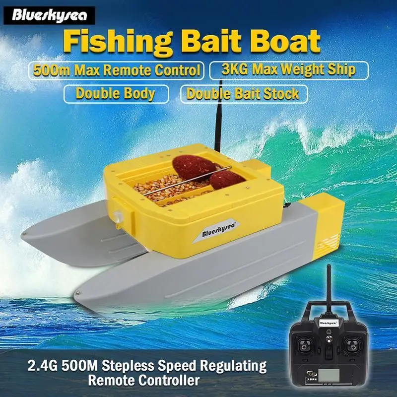 Newest Blueskysea T168 rc bait boat 500M Remote Fish Finder boat fishing Lure bait 3kg rc