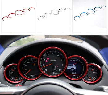 

For Porsche Cayenne 2011-2016 For Porsche Panamera 2010-2015 ABS Chrome ABS Dashboard Console Decorative Ring Trim 5pcs