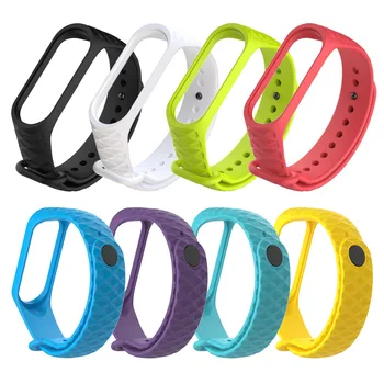 

8PC Silicone Anti-sweat Watch Band For Xiaomi Band 3 4 Smart Watch Lightweight Square Texture Strap Skin-friendly Accessories