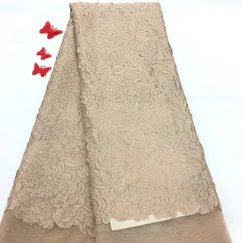 

Cassiel African French Lace Fabric Embroidered Nigeria Guipure Tulle Lace Fabric With Stones For Party For Wedding Dress