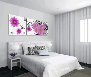 

Canvas Print Black and White Peacock Pink Vase Flowers Paintings Purple Flowers Artwork The Picture For Living Room Decortion