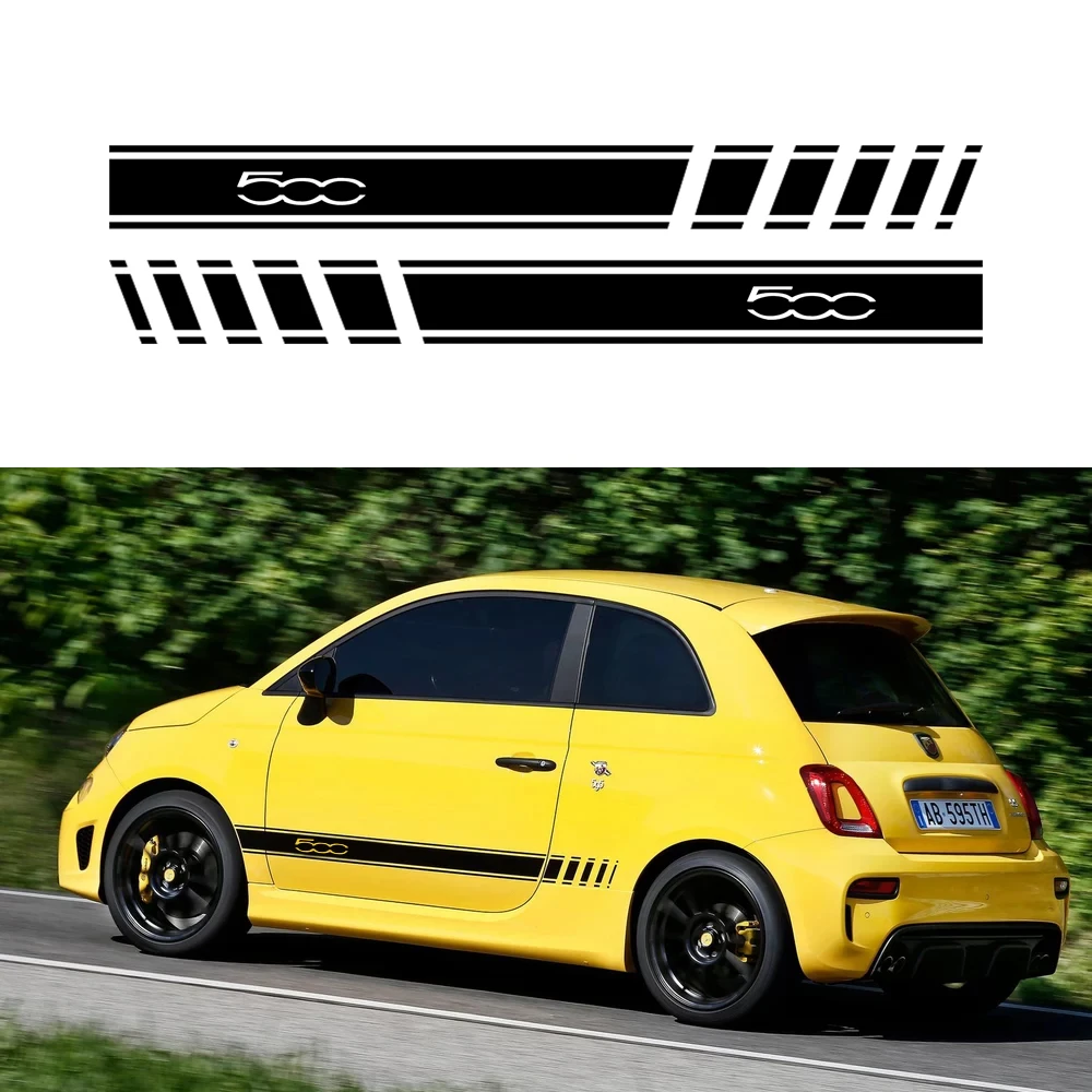 

For Abarth Side Stripes Skirt Sticker Decals Wraps Body Stickers Graphics For FIAT 500 1 pair（L+R）