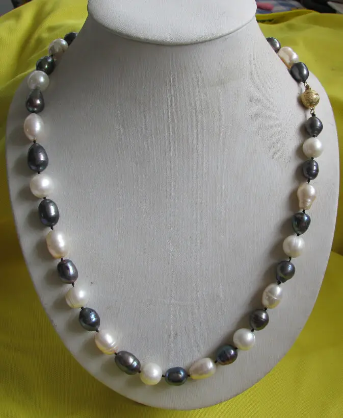 

ddh001488 9-12mm NATURAL AKOYA WHITE+BLACK PEARL NECKLACE 22''