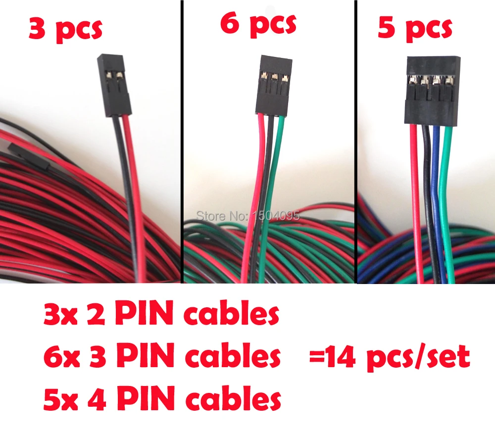3D Printer Kit 14pcs/lot Cables Complete Wiring Cables Set For RAMPS 1.4 Endstops Thermistors Motor Dupont Cable