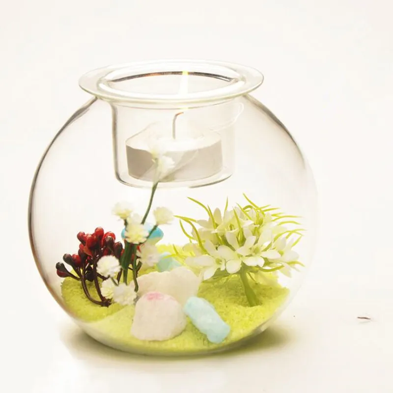 11 см креативный стеклянный подсвечник ваза DIY стеклянный подсвечник домашний декоративный друг подарок - Цвет: 1pc middle size