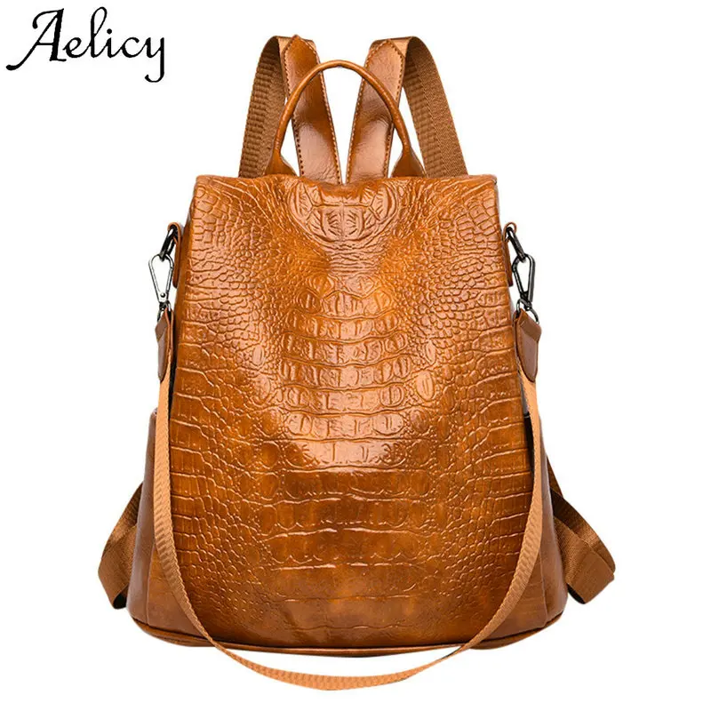 

Aelicy Fashion Women's Backpacks Phone Pocket High Quality Lady Crocodile Pattern Large Capacity Casual Versatile Shoulder 2019