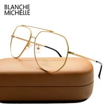 Оправа для очков унисекс из нержавеющей стали UV400, оправы для очков, прозрачные очки для женщин и мужчин, оптические Золотые очки, прозрачные очки