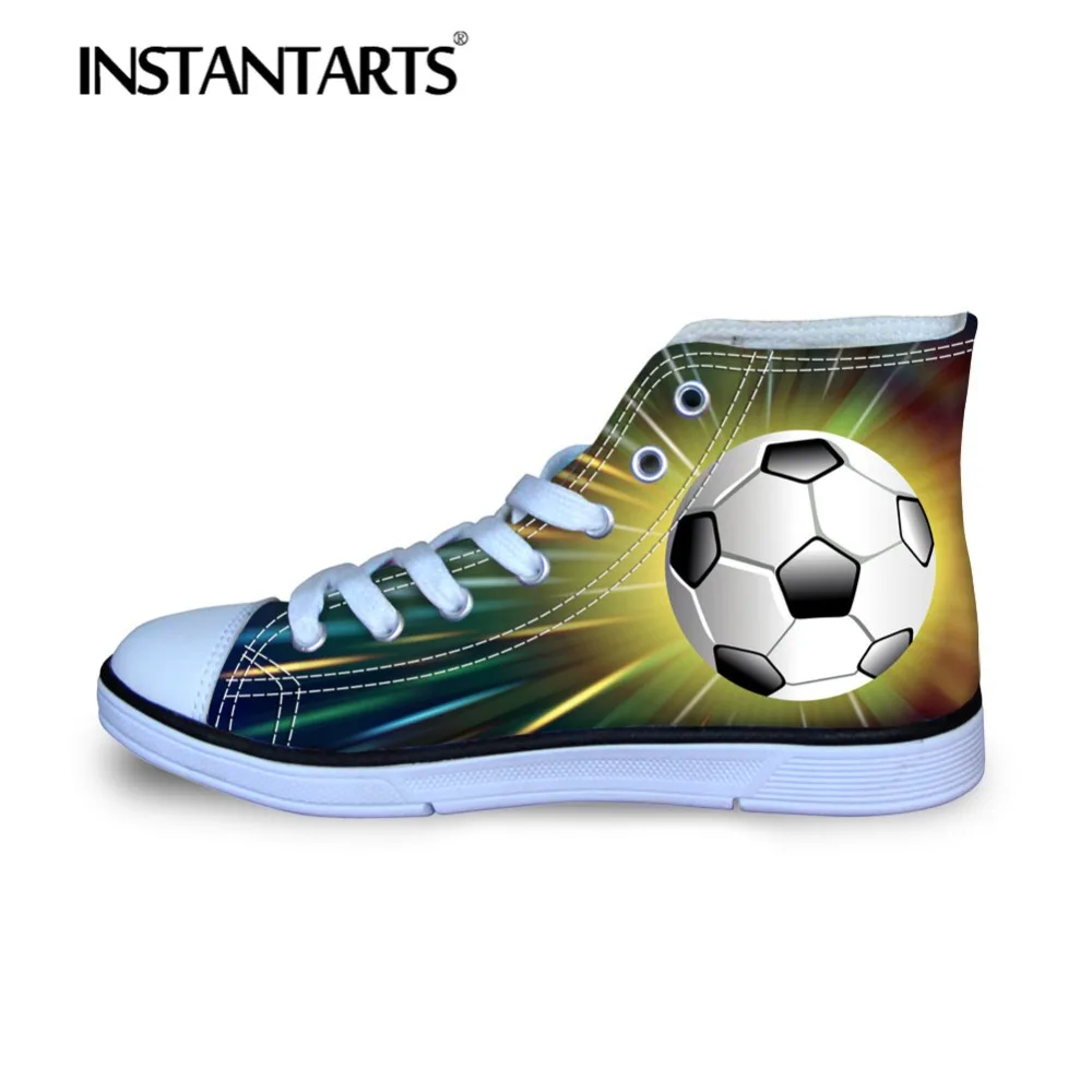

INSTANTARTS Children Kids High Top Flats Shoes 3D Ball Basketbally Footbally Print Comfortable Girl Boy Lace Up Canvas Sneakers