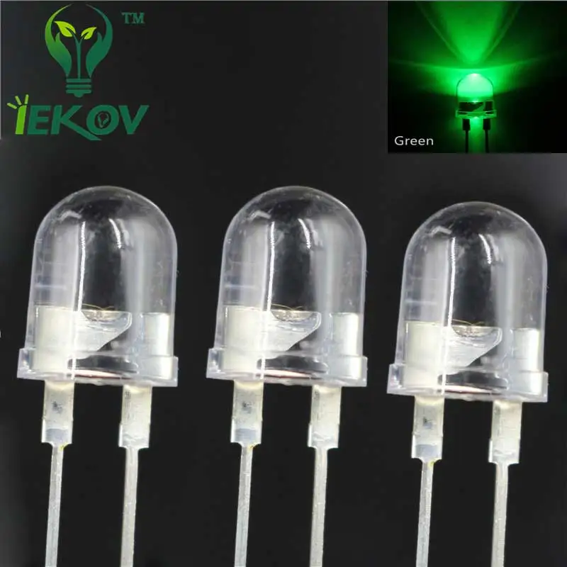 100pcs Led 10mm LED 0.5W Green High Power LEDS Light 220Kmcd Round top