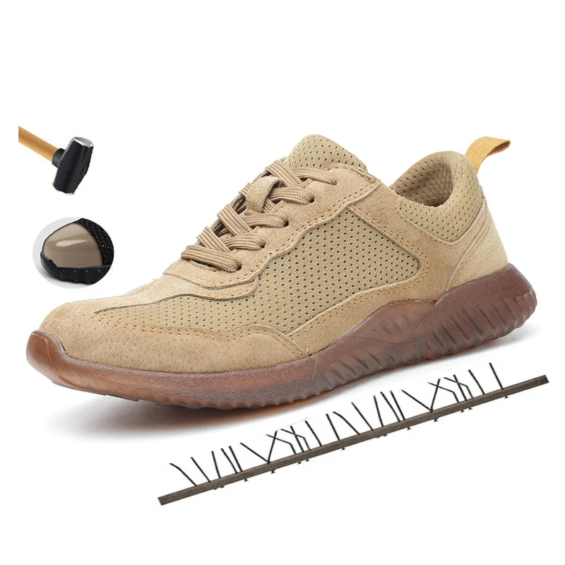 Мужская обувь из дышащего сетчатого материала; Армейская Обувь для пустыни со стальным носком; противоскользящая рабочая обувь; Мужская обувь в стиле милитари с защитой от проколов; защитная обувь; ботинки