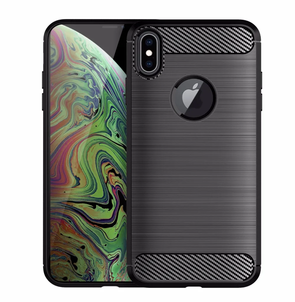 Чехол для iPhone XS чехлы для iPhone XS MAX iPhone XR Роскошные углеродного волокна ТПУ мягкий рисунок противоударный чехол для телефона
