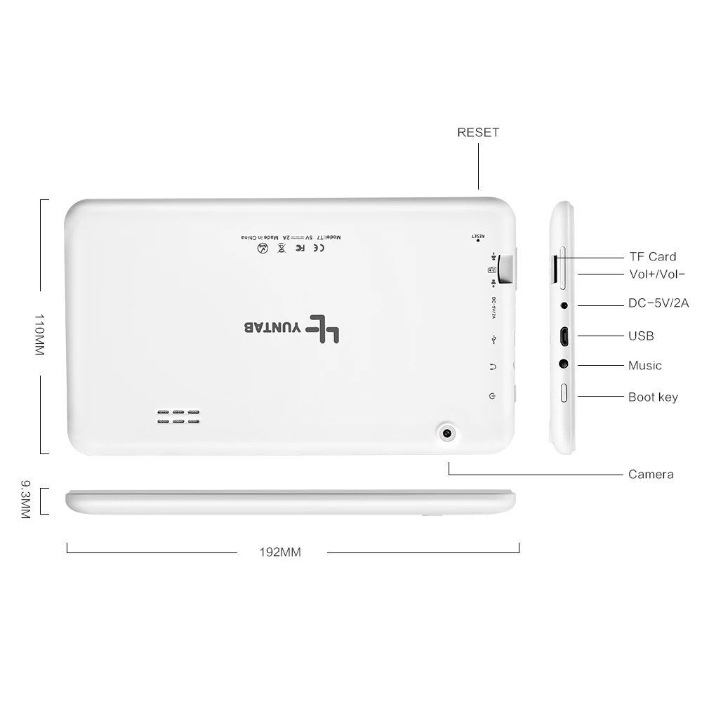 Yuntab 7 дюймов Allwinner A33 четырехъядерный T7 Android4.4 планшетный ПК емкостный экран 1024x600 с