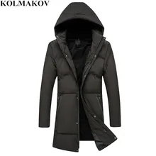 KOLMAKOV, новинка, зимние мужские Умные повседневные парки на молнии с капюшоном, высокое качество, мужские классические длинные плотные пальто, Masculino XL-5XL