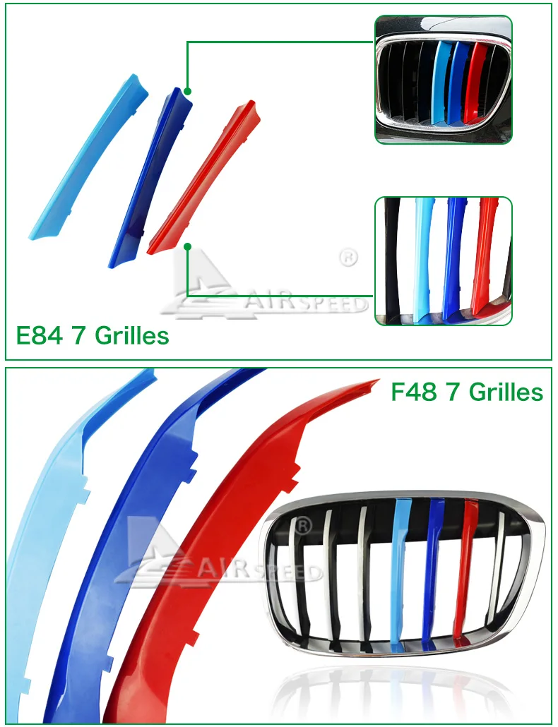 Скорость полета ABS автомобилей Передняя решетка полосатые Чехлы для BMW X1 E84 F48 аксессуары авто автоспорта декоративные планки Стикеры автомобиль-Стайлинг