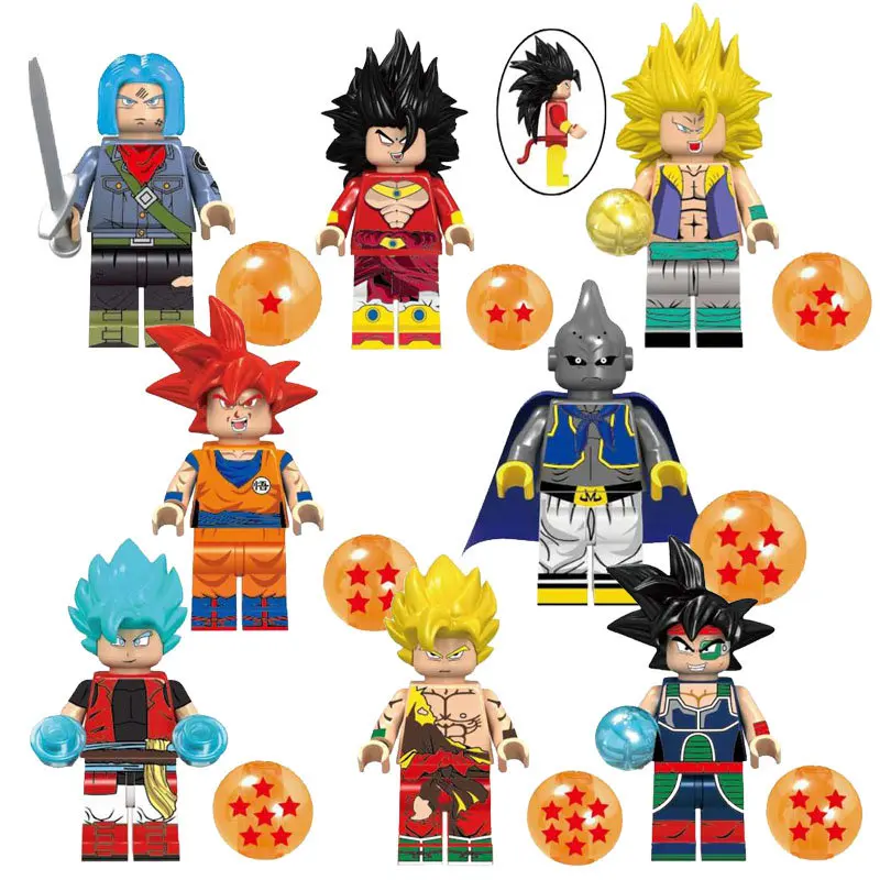8 шт./лот Dragon Ball Z Black Goku Naba Sun Wukong Badak Dales фигурки строительные блоки Подарочная игрушка Бренд Минифигурка