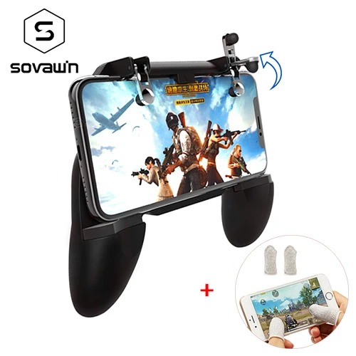 Серый Sovawin геймпад Free Fire PUBG мобильный контроллер l1 r1 телефон джойстик Кнопка сенсорный экран мобильный Джойстик для iphone для android - Цвет: Серый