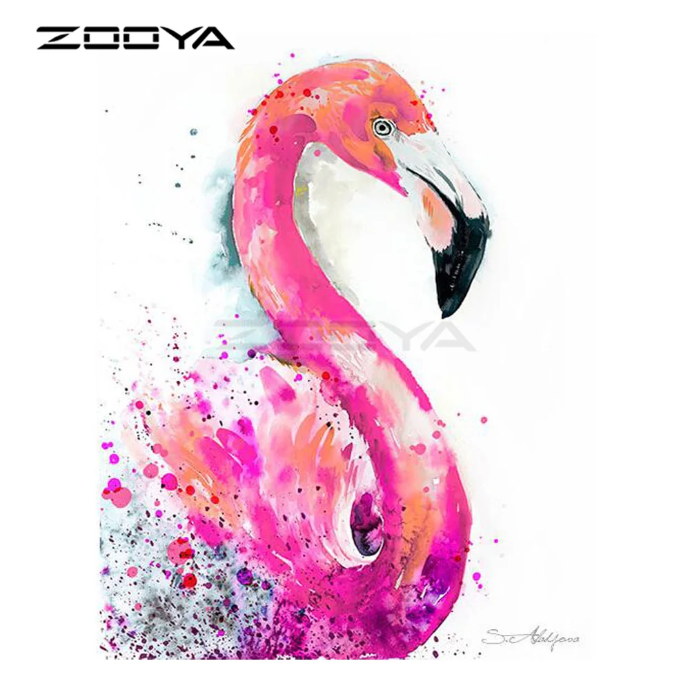 ZOOYA DIY Алмазная вышивка цветные животные розовая птица журавль картина крестиком