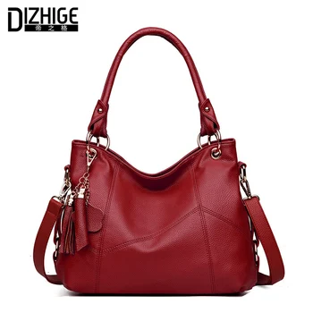 

DIZHIGE Brand Big Capacity Tassel Women Leather Handbags Designer Ladies Shoulder Bags Famous Chain Women Bags Tote New Sac 2017