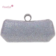 Fawziya Clutch Bag Gold Satin Bling Ring Clutch Purse Women Rhinestone Clutch Evening Bag