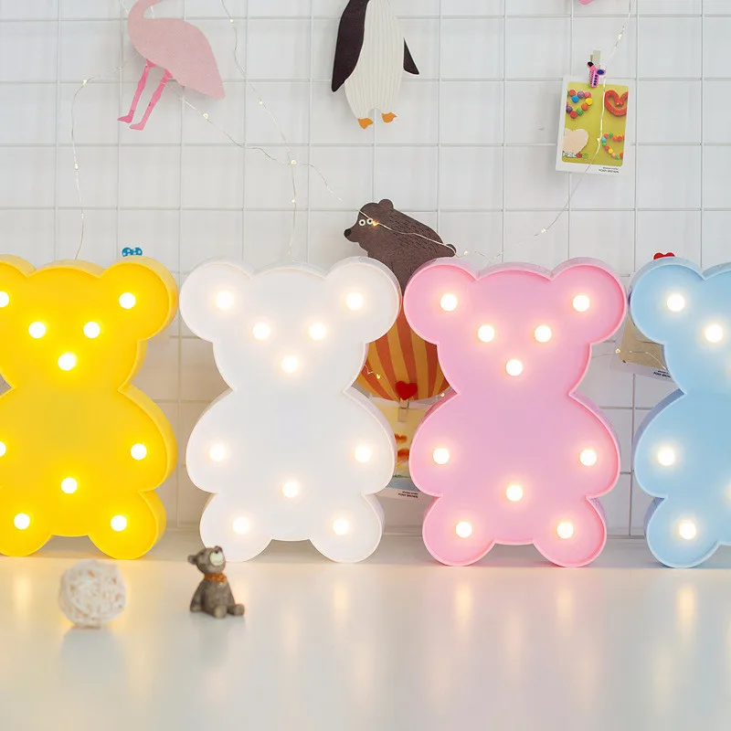 Новинка 3D мультфильм медведь милый светодиодный ночник для детской спальни украшения ночной светильник Luminaria прекрасный ребенок детская