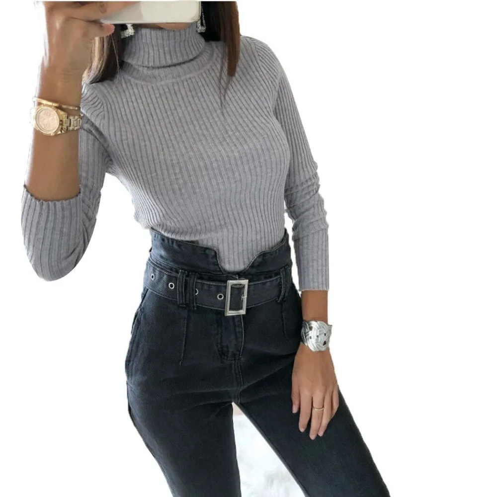 

New Spring Skinny Bodysuit Women 2018 Jumpsuits Long Sleeve Winter Knitted Bodysuits Tops Sexy Turtleneck Body Femme Bodycon