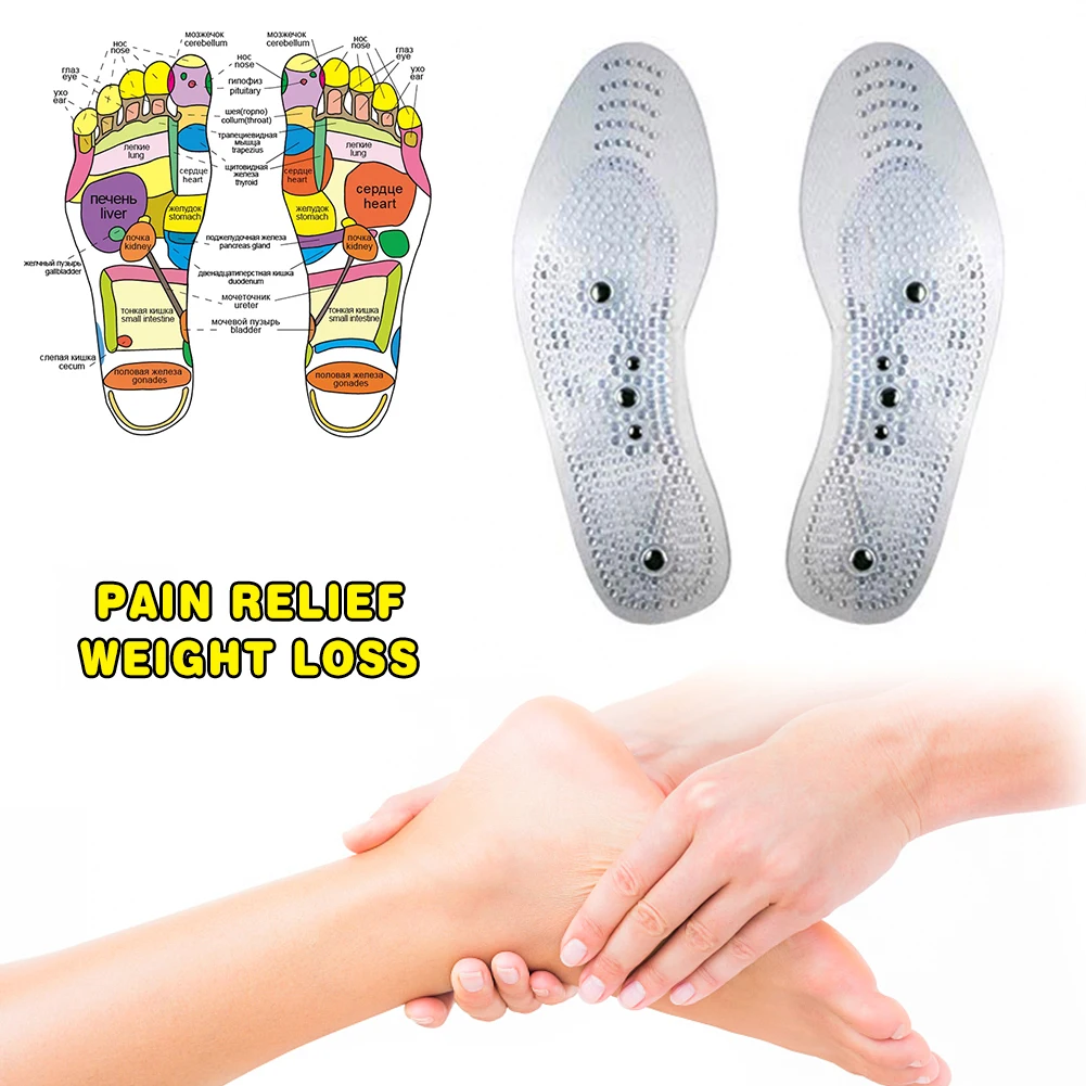 2pcs/Pair Foot Massager Slimming Insoles Magnetic Therapy Foot Massage Pads Health Slimming Pain Acupuncture Insoles Shoe Mat