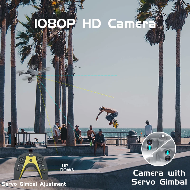 Дрон Дроны для селфи с камерой Servo Gimbal 20 минут время полета Квадрокоптер Летающая