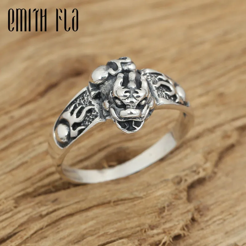 

Настоящее 100% Стерлинговое Серебро 925 пробы, винтажное панк кольцо Для отважных солдат для мужчин, модные ювелирные изделия