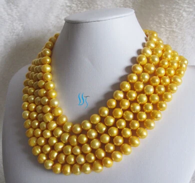 

bjc 0001318 100" 9-11mm Golden Freshwater Pearl Necklace Strands Jewelry (C0309)