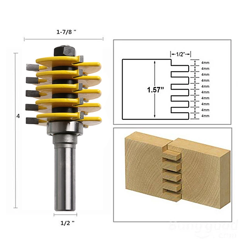 Коробка шарнирная фреза Регулируемая 5 лезвие 3 Флейта 1/" хвостовик деревообрабатывающий резак
