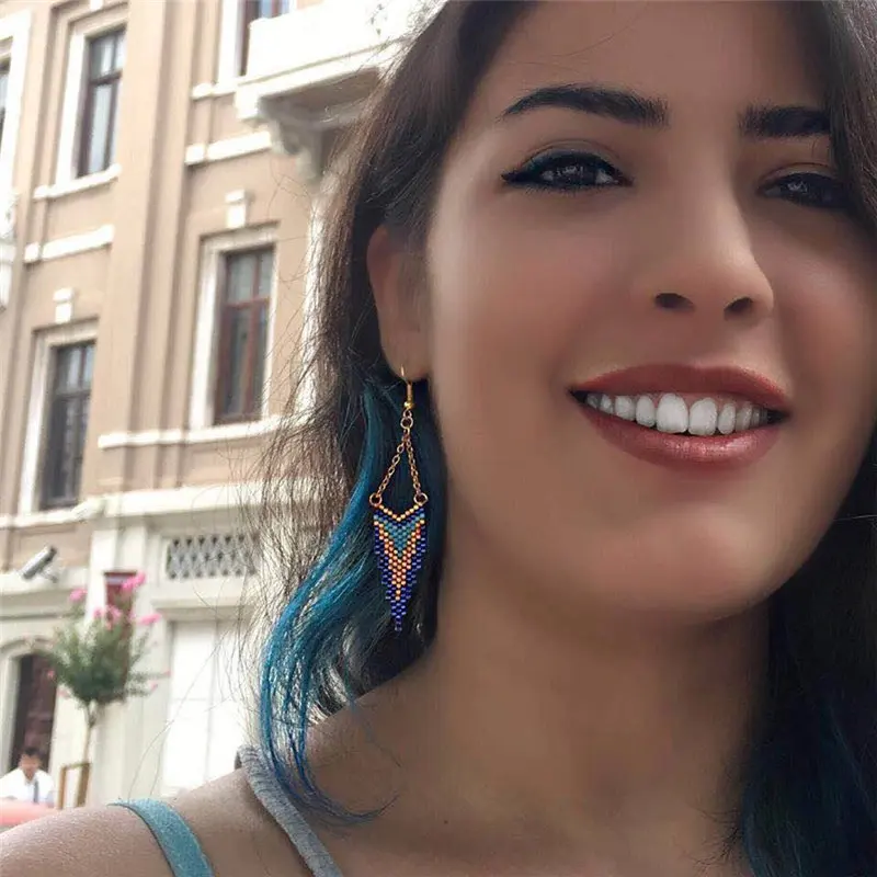 

Go2boho MIYUKI Earrings Native American Earrings Boho Handmade Blue Delica Beads Ethnic Earring Women Jewelry Gift Dropshipping