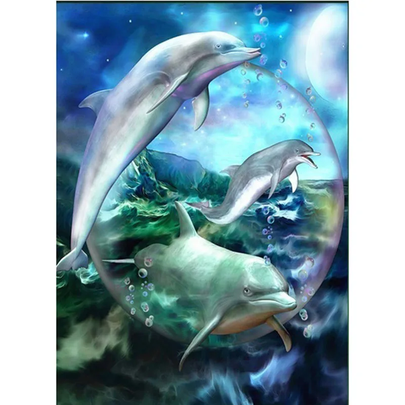 DIY 5d Diamond Dolphin Full Square Embroidery Promotion Painting Rhinestone Home Decoration Gift | Дом и сад