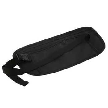 

JHD New Travel Waist Pouch for Passport Money Belt Bag Hidden Security Wallet Black