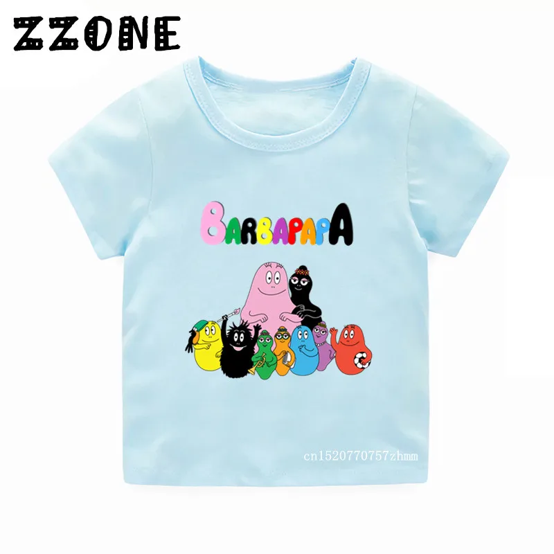 Modal Blue Милая забавная Футболка с принтом Barbapapa для мальчиков и девочек Летняя футболка с короткими рукавами для малышей детская повседневная одежда 5162A - Цвет: Modal Blue