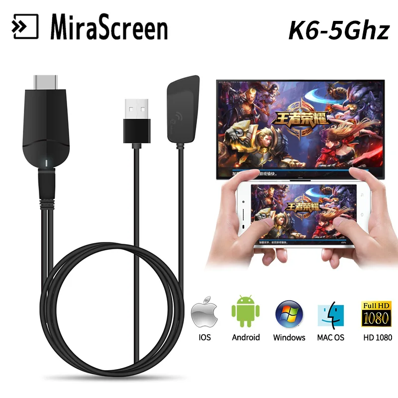 

New Mirascreen K6-5.8G High Speed Smart Wireless Display Dongle 4K HD Quality TV Stick Plug and play For Android IOS Windows