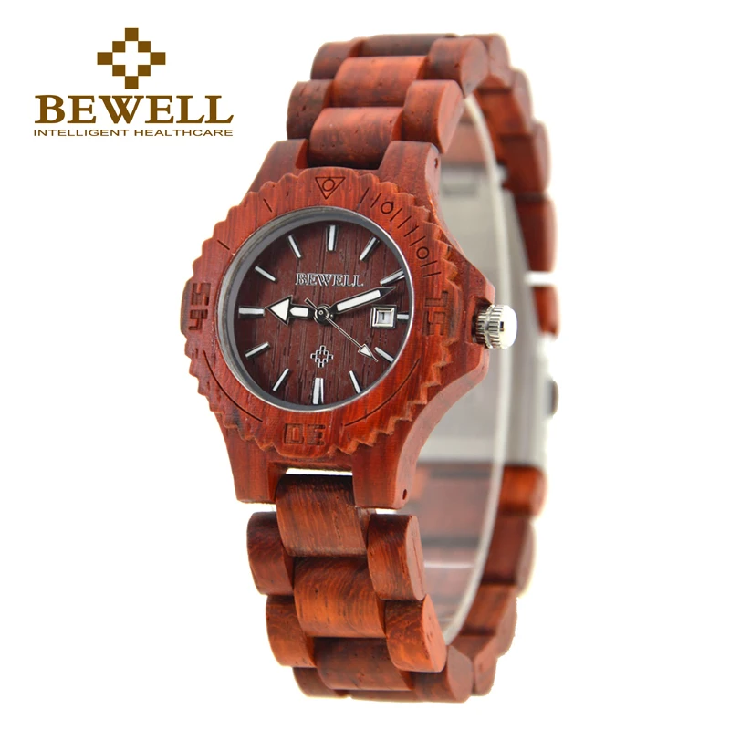 

BEWELL 2017 new Luxury Brand Wood Women Watches Fashion Calendar Display Luminous pointer Montre Femme Relogio with Box 020A