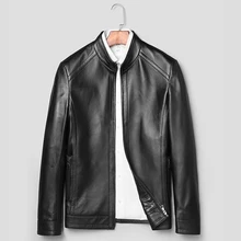 Mens Sheepskin Black Real Leather Jacket Motorcycle Genuine Leather Coat Men Winter Warm Men's Sheepskin Coat jaqueta motoqueiro