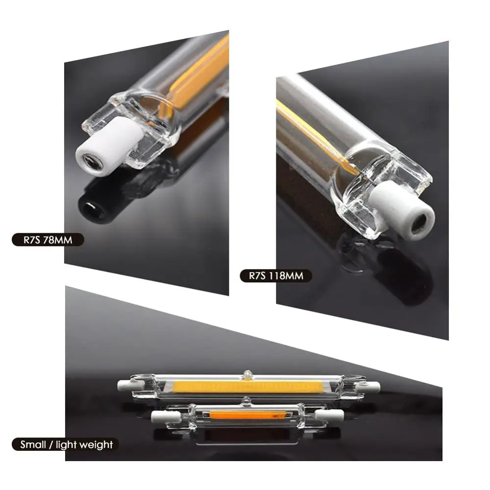 R7S светодиодный светильник COB стеклянная трубка 78 мм 8 Вт 118 мм 13 Вт Замена галогенной лампы 80 Вт J78 J118 лампарда Точечный светильник AC 220 В 240 В