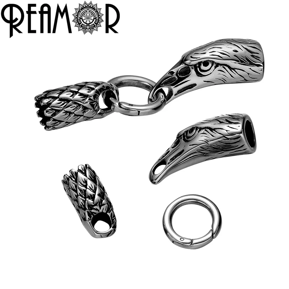 Cabeça de Águia Cabos de Couro Reamor Inoxidável Faça Você Mesmo Artesanato Conectores Encantos Pulseira Jóias Fazendo Acessórios 8mm 316l Aço