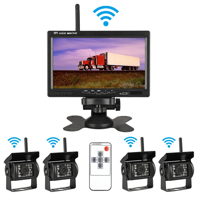 

7' TFT LCD Wireless HD Car Monitor Display Cameras Reverse Camera Parking System for Waterproof Car Rear view Monitors